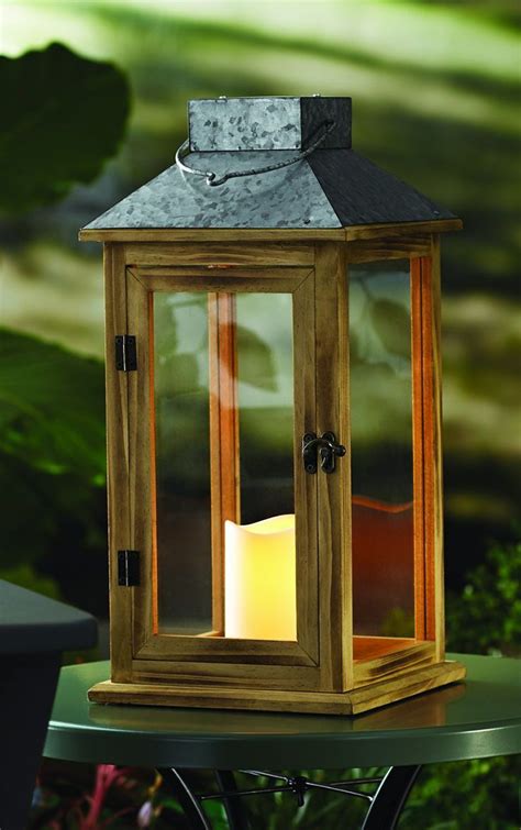 Better Homes And Gardens Outdoor 16 In Solar Powered Wood Lantern