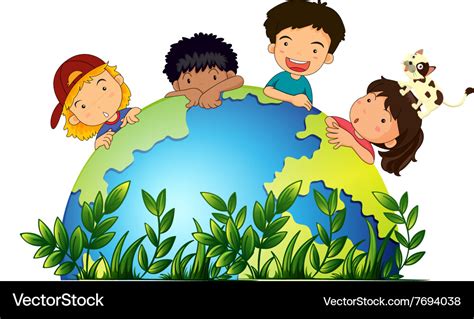 Children Around Earth Royalty Free Vector Image
