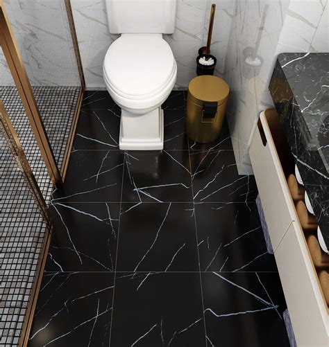 Bathroom With Black Marble Floor Flooring Tips