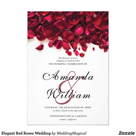 Elegant Red Roses Wedding Invitation Rose Wedding