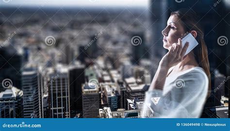Business Lady Talk Mobile Mixed Media Stock Photo Image Of Formal