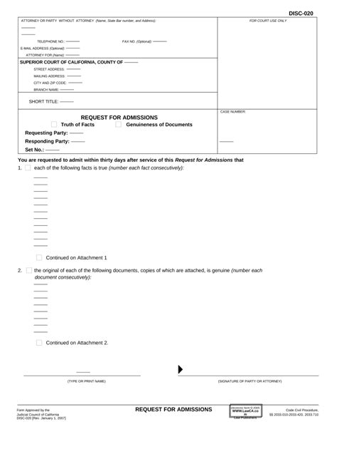 California Request Admissions Form Fill Out And Sign Printable Pdf