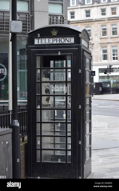 London Black Telephone Booth Stock Photo Alamy