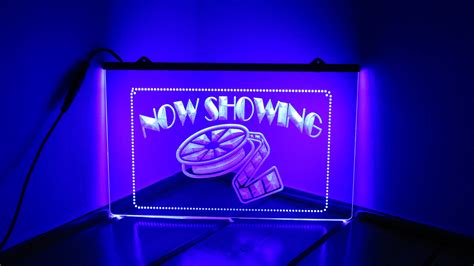 Now Showing Acrylic Led Neon Light Sign Cinema Film Etsy