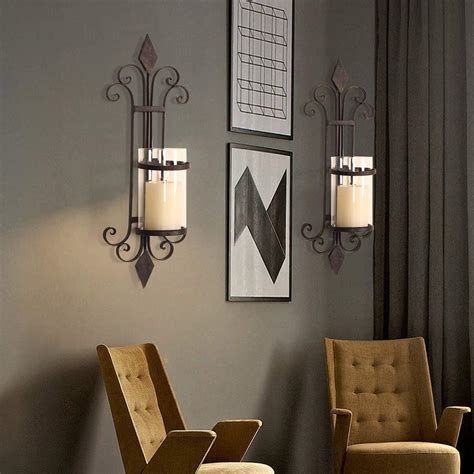 Buy Asense Iron And Glass Vertical Wall Hanging Candle Holder Sconce
