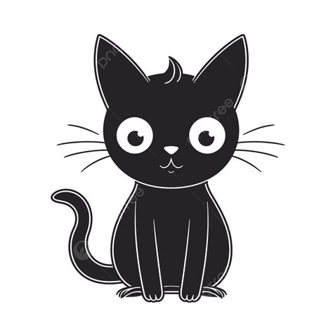 Black Kitten With Big Eyes Vector Illustration Outline Sketch Drawing