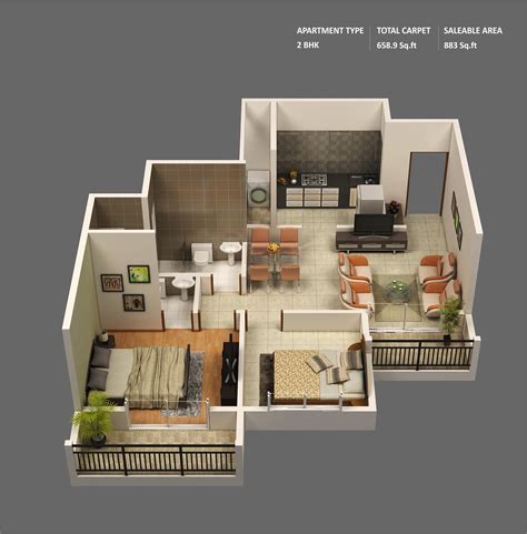 50 Planos De Apartamentos De Dos Dormitorios Colección Espectacular