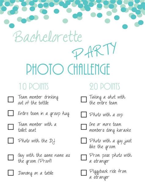 Instant Download Pdf Bachelorette Party Game Photo Challenge Blue