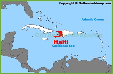 Shaded relief sea, bathymetry sea. Haiti location on the Caribbean map