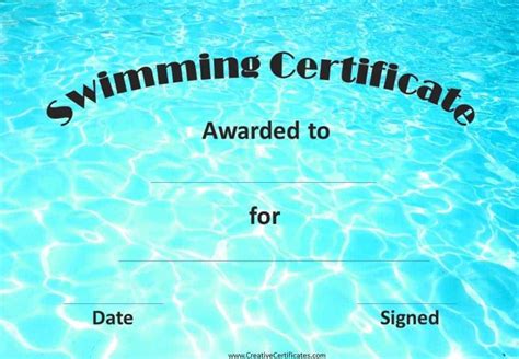 FREE Swimming Certificate Templates Customize Online