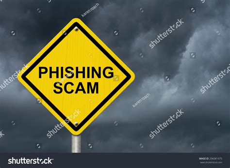 Phishing Scam Warning Sign Yellow Warning Stock Illustration 296081975