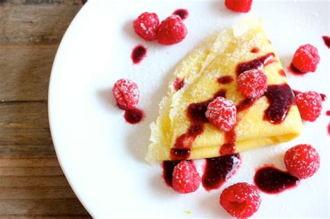 Lemon Cream Cheese Gluten Free Crepes With Raspberry Sauce