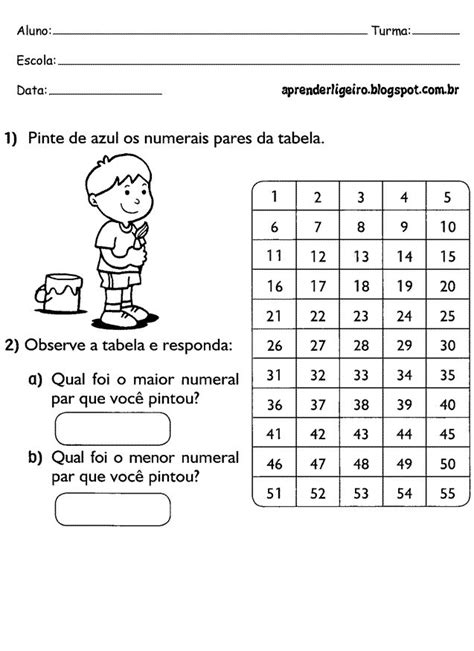 Atividades Números Pares E ímpares Atividades Numerais Par E Impar