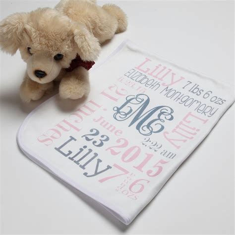Items Similar To Personalized Baby Girl Blanket With Birth Information