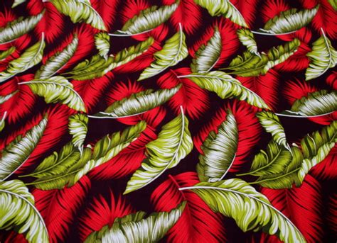 Reds And Olives Palm Leaves On Burgundy Rayon Backstreet Bargains