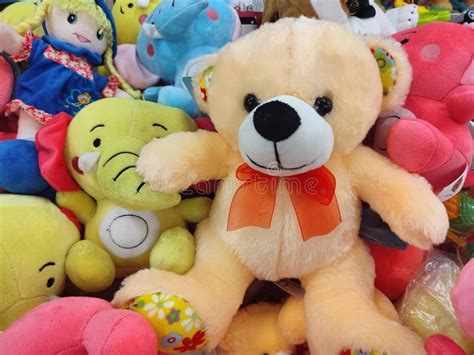 Market Store Sells Different Kinds Of Soft Toys Teddy Bears Dolls