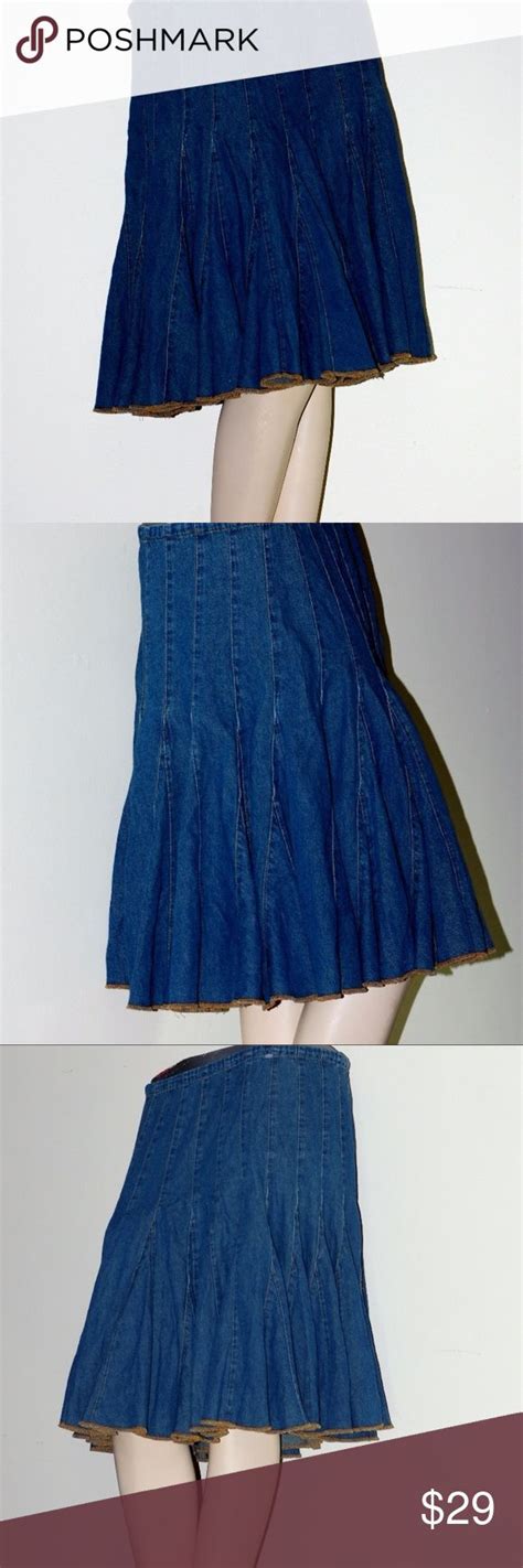 Full Pleated Unique Vintage Retro Denim Jean Skirt Skirts Pleated