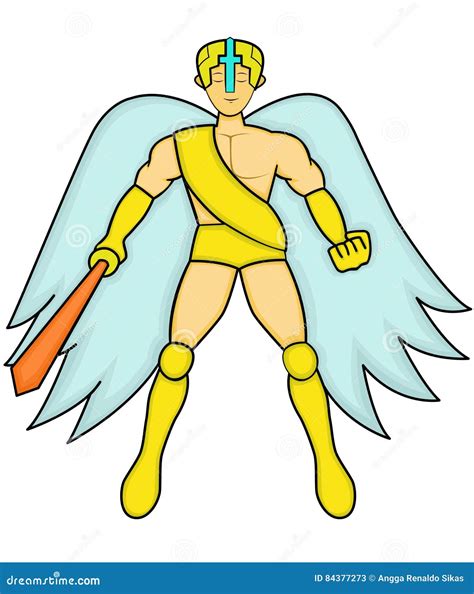 Angel With Sword Cartoon Character Stock Vector Illustration Of Army