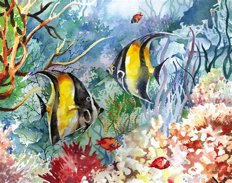 Here presented 50+ coral reef drawing images for free to download, print or share. Tropical Fish And Coral Painting by Beth Kantor