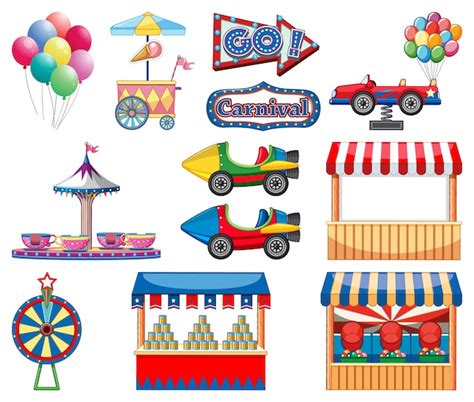 Free Vector Set Of Circus Items On White Background
