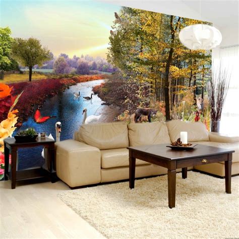 20 Living Rooms With Beautiful Wall Mural Designs