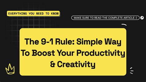 The 9 1 Rule Boost Your Productivity And Creativity By Anup Kotur