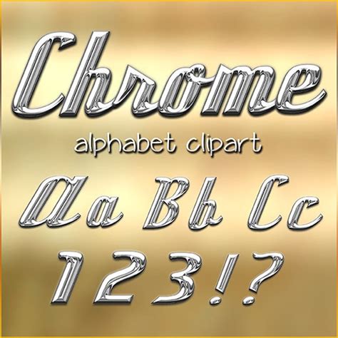 Chrome Alphabet Clipart Printable Silver Chrome Metal Letters