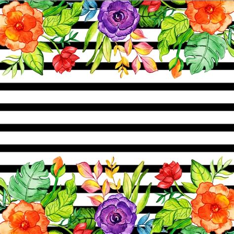 Premium Vector Floral Black Stripe Background