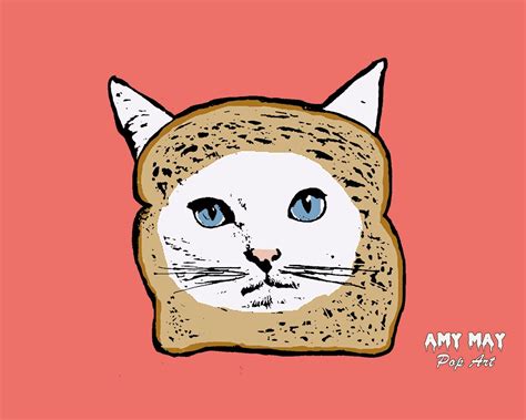 Toast Cat Pop Art Cat Art Bread Cat 10x8 Print Etsy