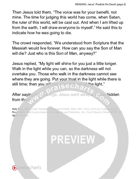 Jesus Predicts His Death John 12 Sheet Music Pdf Scripture
