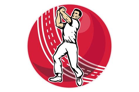 Cricket Bowler Bowling Ball Custom Designed Illustrations Creative