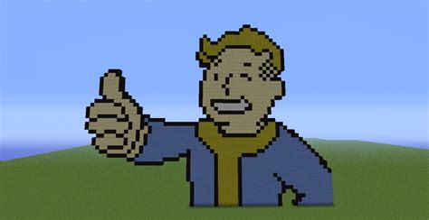 Fallout 3 Vault Boy Pixel Art Minecraft Project