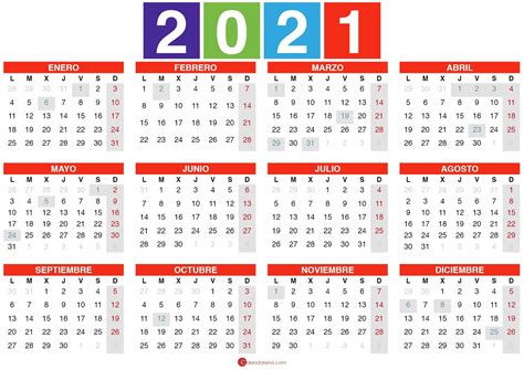 Calendario 2021 Plantilla 2 Plantilla De Calendario Para Imprimir