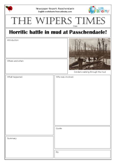 Maybe you would like to learn more about one of these? Newspaper report: WW1 Passchendaele English Worksheet For ...