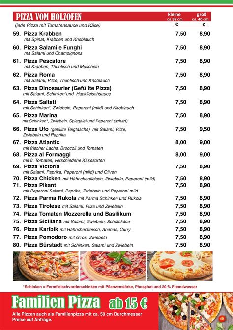 Speisekarte Von Ristorante Pizzeria Milano Bürstadt