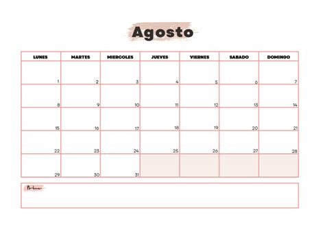 Calendario Agosto 2022 Para Imprimir