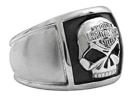 Buy Harley Davidson Men S Bar And Shield Skull Cigar Band Ring Stainless Steel Hsr0020 Online At