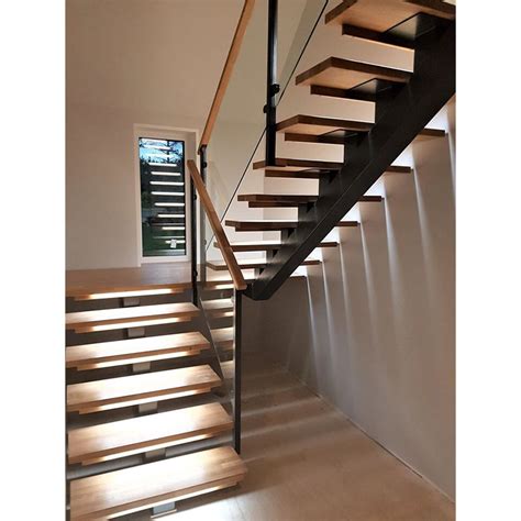 Customized Central Spine Stair With Wood Tread Middle Stringer