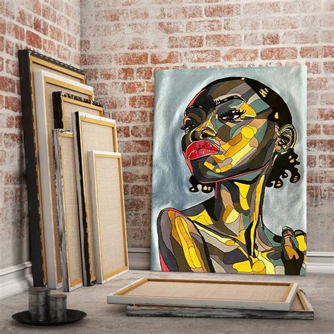 Gold African Female Canvas Wall Art Paintingafrican Female Etsy