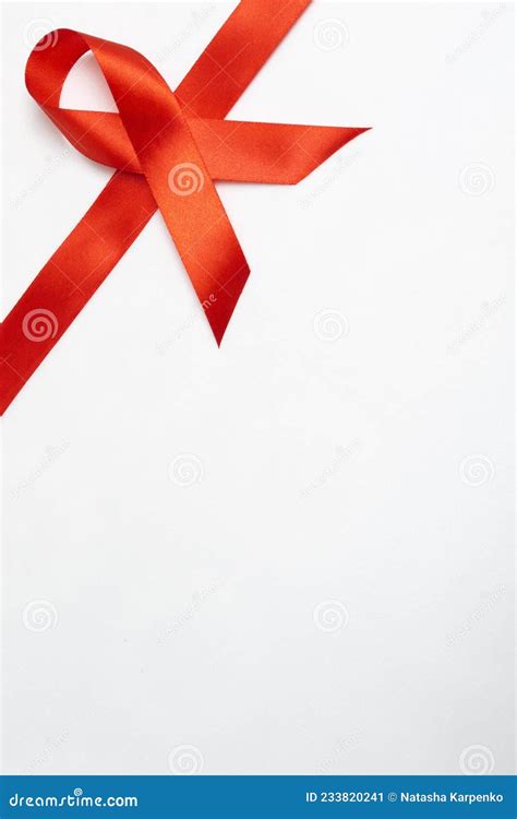 Medical Concept December World Aids Day Red Ribbon On A White