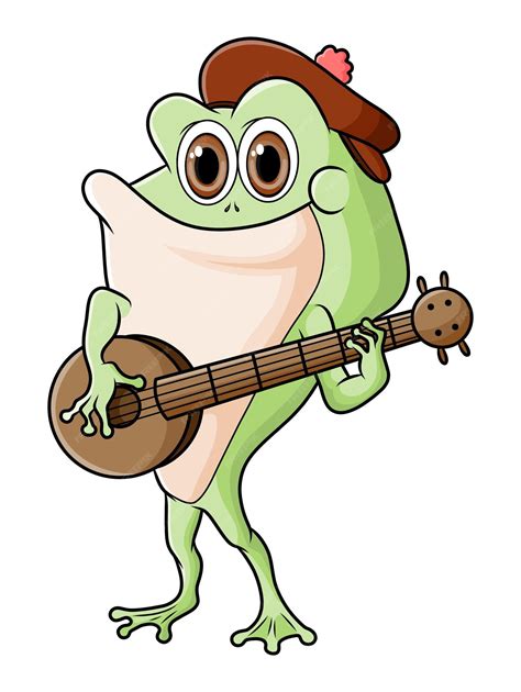 Premium Vector The Musician Frog Is Singing And Playing The Banjo Of