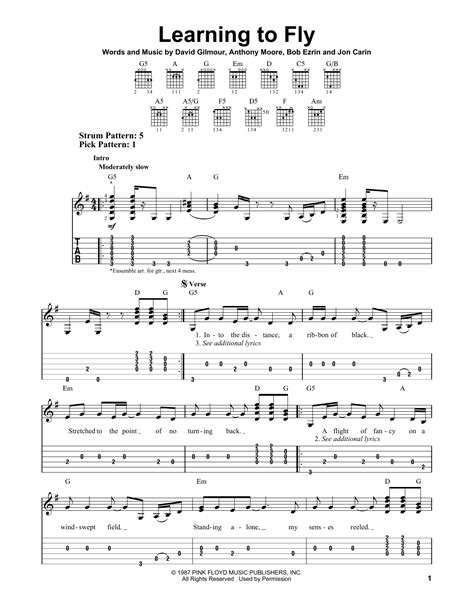 Pink Floyd Learning To Fly Sheet Music Notes Download Printable Pdf Score 162339