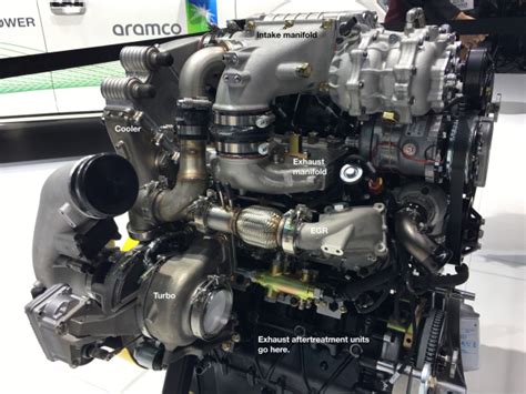 In some cases you can use piston instead a noun phrase gasoline engine. Achates showcases 2.7L, 3-cylinder opposed piston gasoline ...