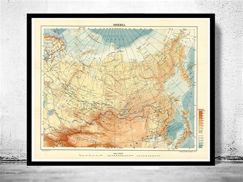 Old Map Of Siberia Vintage Poster Wall Art Print Art
