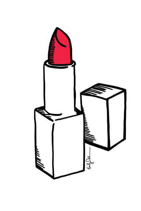 Lil Red Lipstick Drawaing Illustration By Emily Hoerdemann