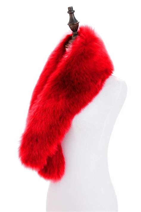 Womens Winter Fake Faux Fur Scarf Wrap Collar Shawl Shrug Red Cq188arohoz