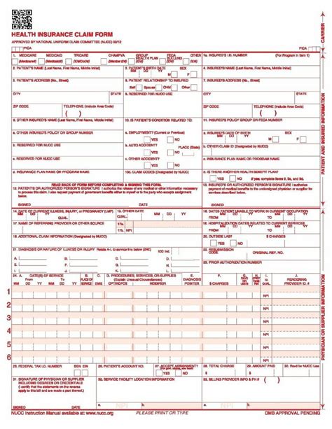 New Cms 1500 Hcfa Health Insurance Claim Forms Version 02