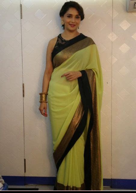 Bollywood Style Madhuri Dixit Georgette Saree In Green Color