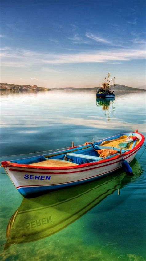 Nature Clear Seren Boat Skyline Scenery Iphone 8 Wallpapers Free Download