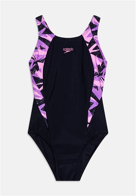 Speedo Hyperboom Swimsuit True Navymiami Lilactaffy Pinkpurple Zalandode